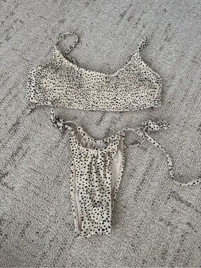 Xhilaration Cream and Black Polkadots Speckled Bikini Bottoms